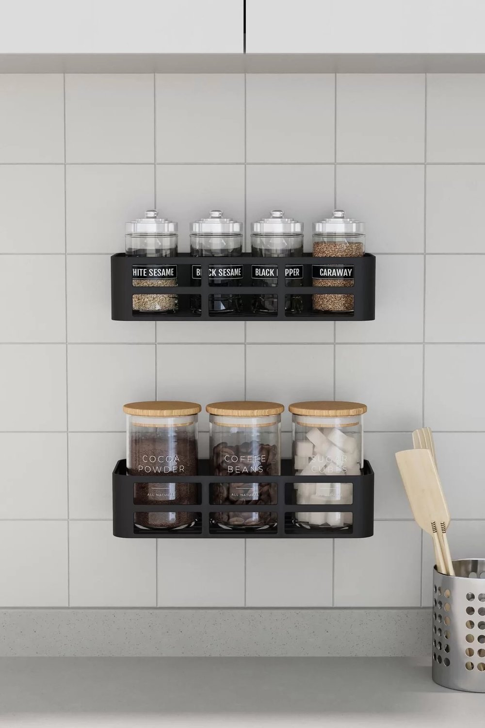 Banyo Düzenleyici Organizer Şampuanlık Havlupan Askısı Havluluk Siyah Banyo Duş Rafı Mutfak Rafı