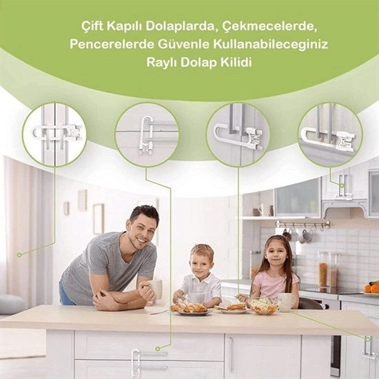 Bebek Çocuk Çekmece Ve Dolap Koruma Raylı Güvenlik Sistemi Emniyet Kilidi Bx40
