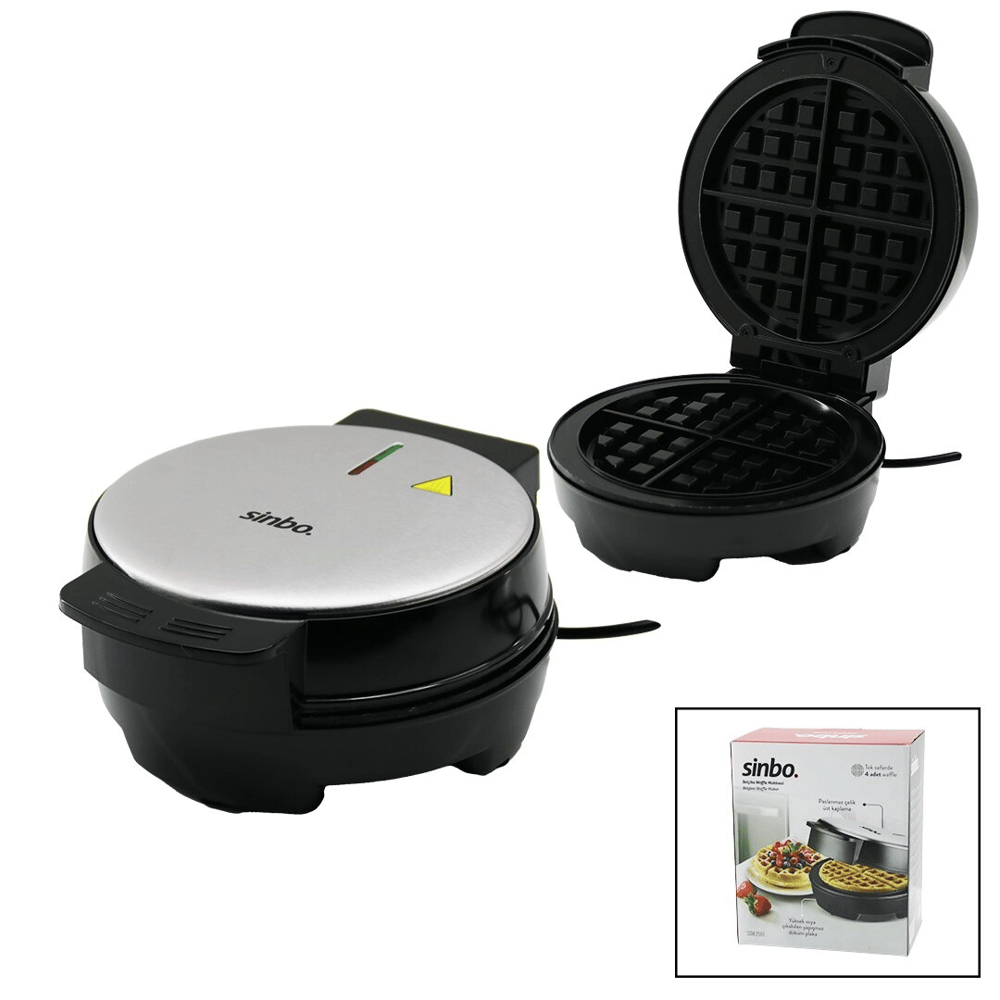 Belçika Waffle Makinesi Elektrikli 4 Waffle - Yapışmaz Döküm Plaka Paslanmaz Çelik Üst Kaplama Ssm-2591 Bx40