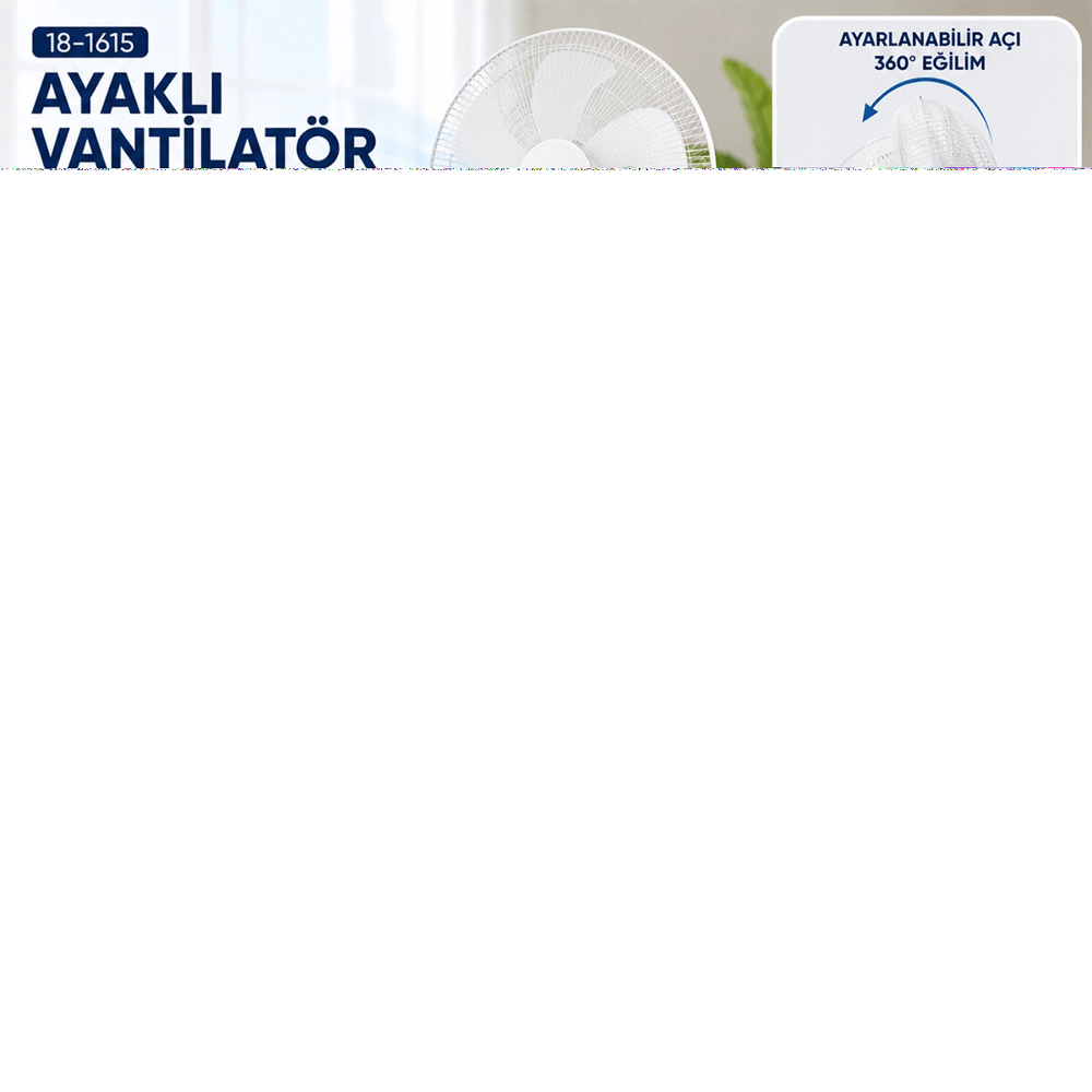 Beyaz 5 Pervane - 16 Inc Ev - Ofis Kompakt - Sessiz - Üç Kademe 140cm Yükseklik Ayaklı Vantilatör Sf-6789 Bx40