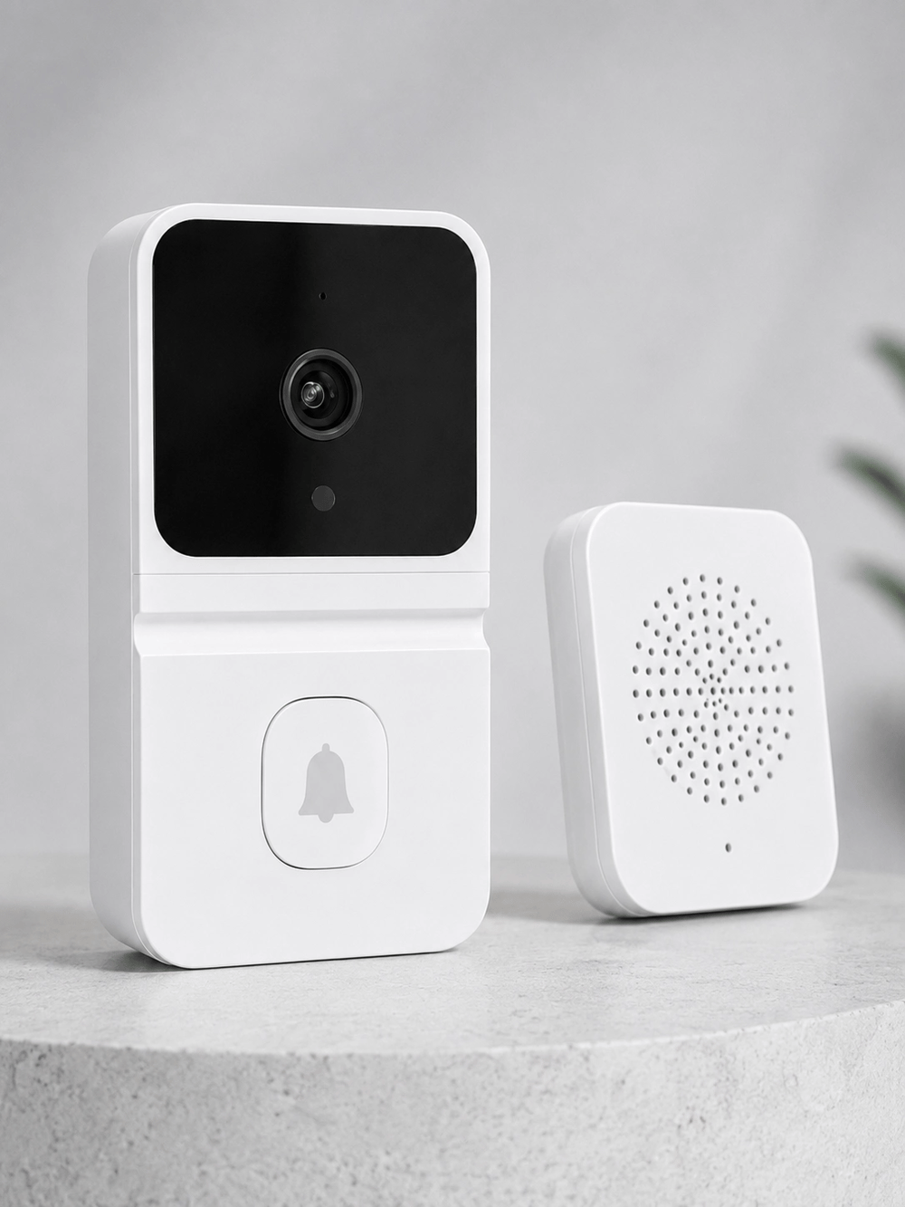Beyaz Akıllı Güvenlik Kapı Zili | Telefon Kontrollü Wi-Fi Görüntülü Kapı Zili