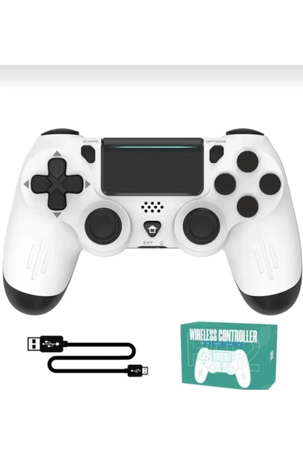 Beyaz Bluetooth bağlantılı Playstation 4 uyumlu kablosuz joystick oyun kolu - Var Hızlı Şarj