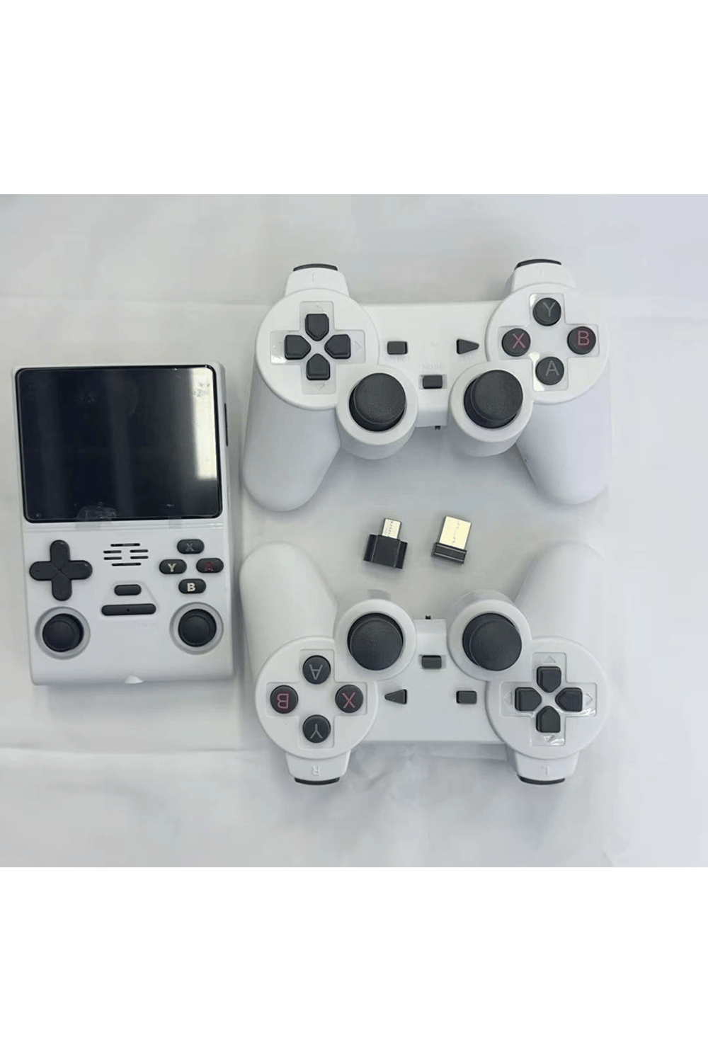 Beyaz Bluetooth özellikli retro arcade oyun konsolu ve rocker Wi-Fi TV bağlantılı
