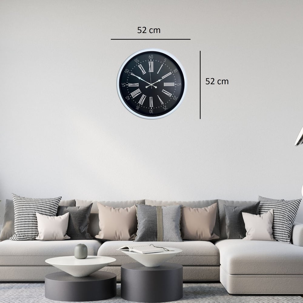 Beyaz Elegant Tasarım 52 Cm Metal Duvar Saati