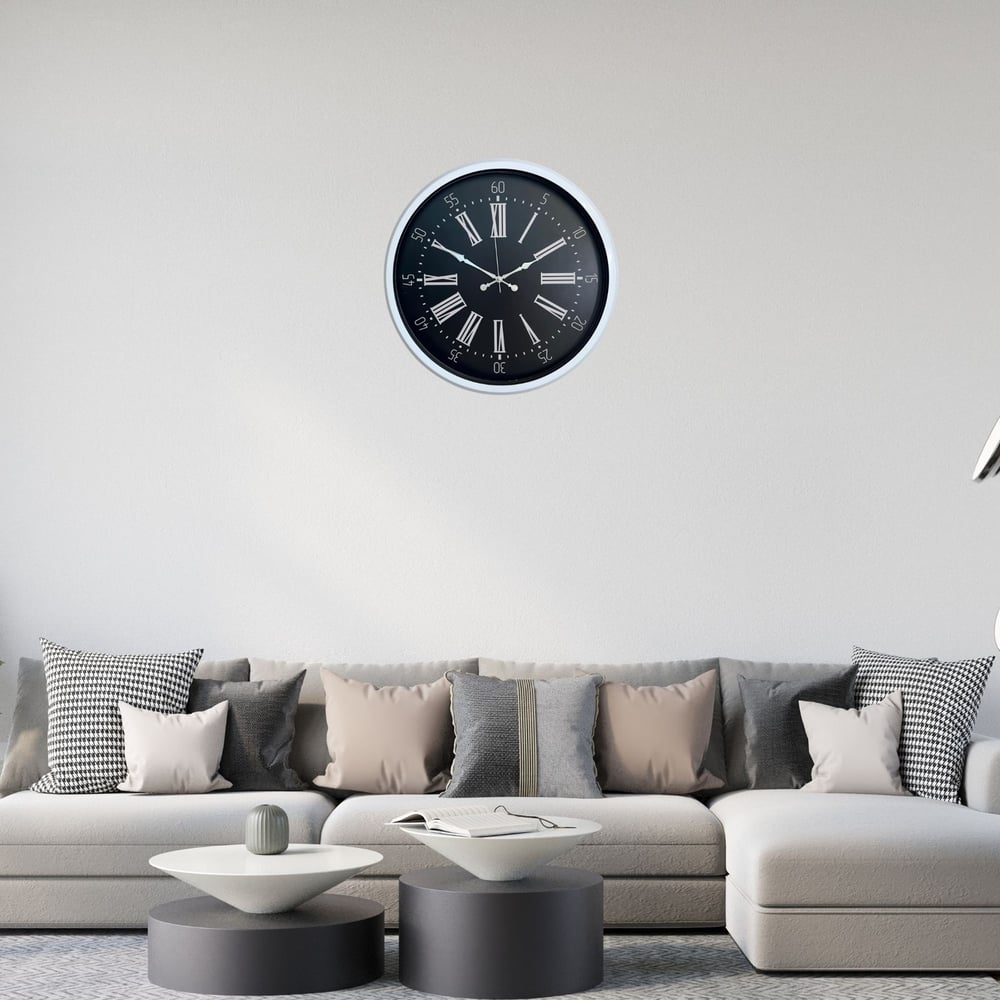 Beyaz Elegant Tasarım 52 Cm Metal Duvar Saati