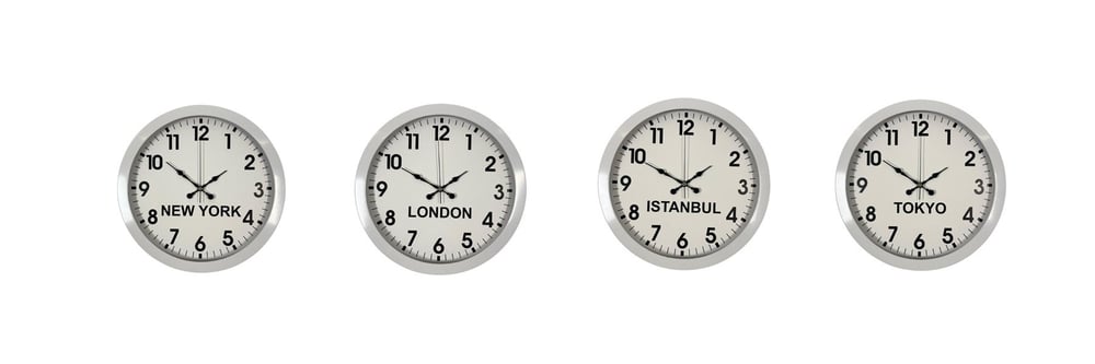 Beyaz Premium Set 4’lü Metal 36 cm Dünya Duvar Saatleri