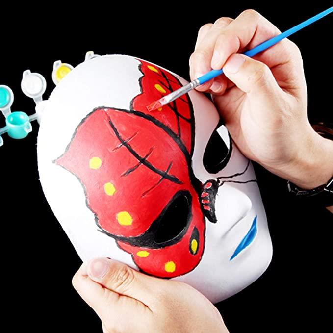 Beyaz Renk Boyanabilir Anonim Tam Yüz Cosplay Maske 24x18 cm (3936)