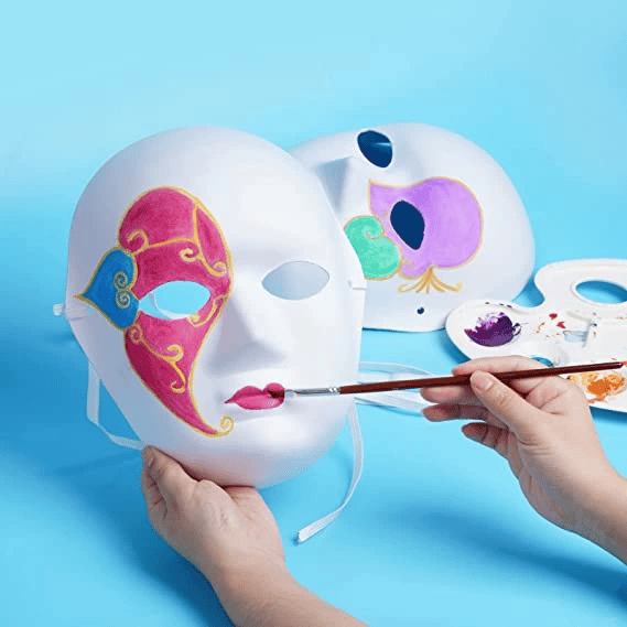 Beyaz Renk Boyanabilir Anonim Tam Yüz Cosplay Maske 24x18 Cm