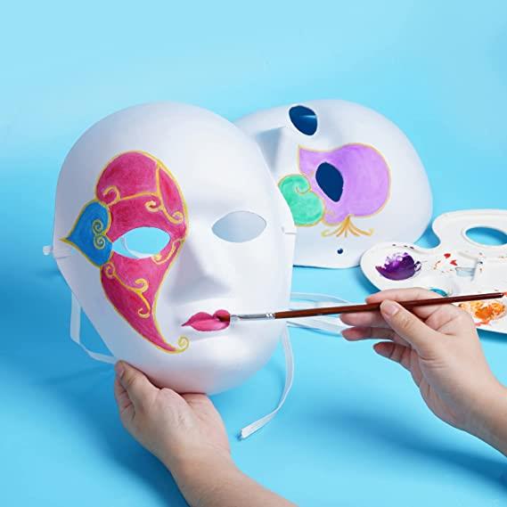 Beyaz Renk Boyanabilir Anonim Tam Yüz Cosplay Maske 24x18 cm (3936)