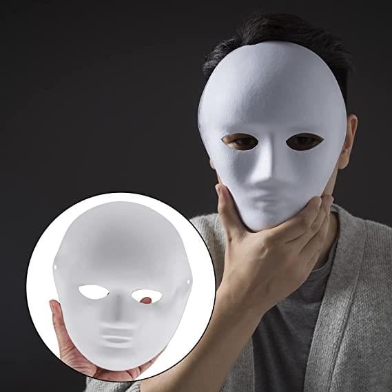 Beyaz Renk Boyanabilir Anonim Tam Yüz Cosplay Maske 24x18 cm (3936)