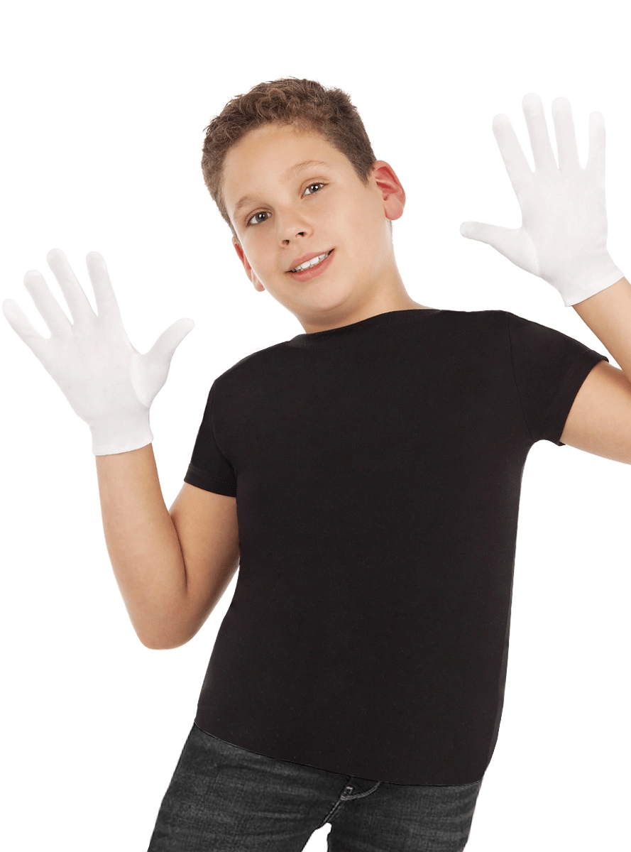Beyaz Renk Çocuk Boy Likralı Pandomim Eldiveni Bx40