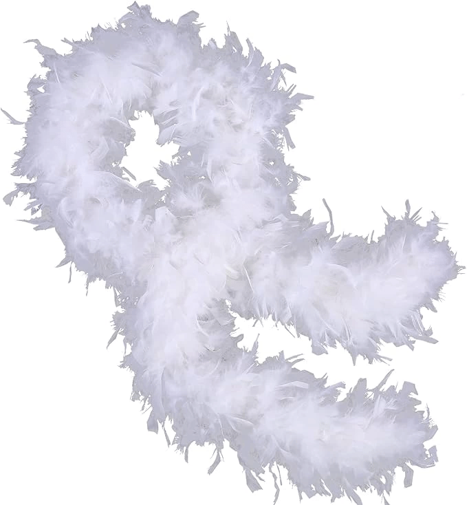 Beyaz Renk Kabarık Kalın Otriş Boa Tüy 6 cm Genişlik 180-200 cm Uzunluk
