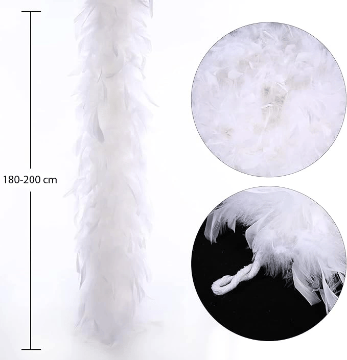 Beyaz Renk Kabarık Kalın Otriş Boa Tüy 6 cm Genişlik 180-200 cm Uzunluk