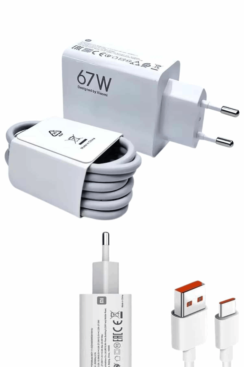 Beyaz Ultra Plus Hızlı Şarj Seti Şarj Adaptörü ve Kablosu 67W