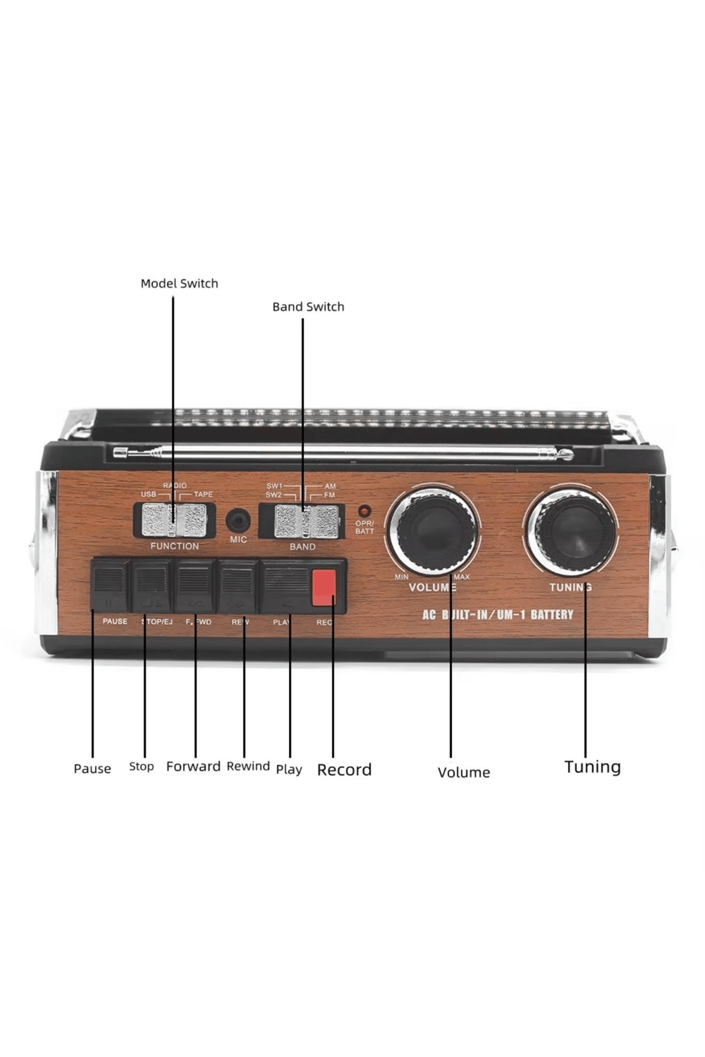 Beyaz nostaljik radyo kaset çalar USB SD FM radyolu 2 yıl garantili Bluetooth yok