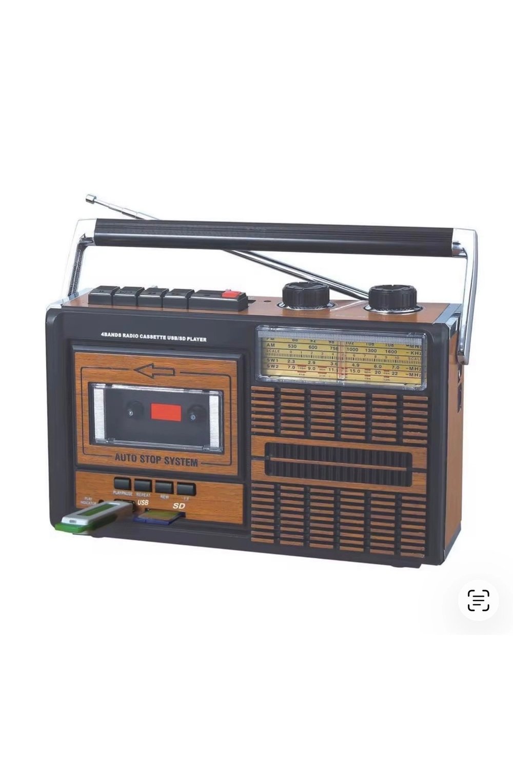 Beyaz nostaljik radyo kaset çalar USB SD FM radyolu 2 yıl garantili Bluetooth yok