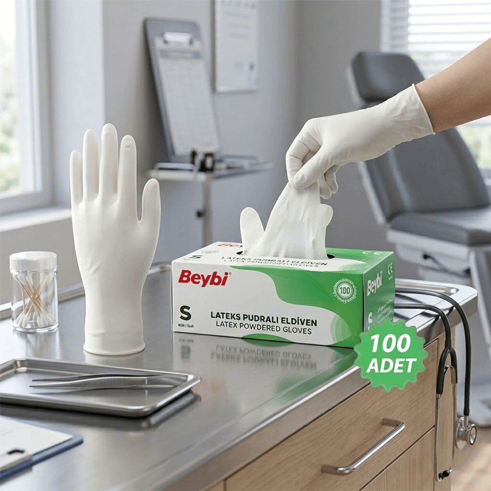 Beybi S Pudralı Muayene Eldiveni 100lü Bx40