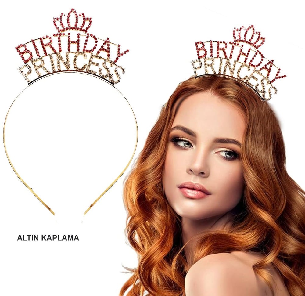 Birthday Princess Kristal Taç – Altın Kaplama (3936)