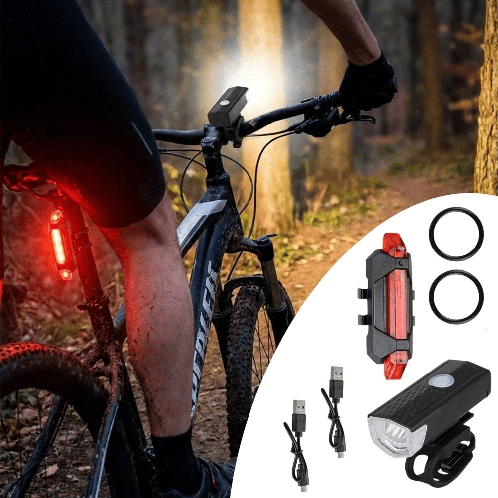 Bisiklet Işık Seti – Usb Şarjlı Led Ön Far + Arka Stop Lambası, Su Geçirmez bisiklet Aydınlatma Seti Bx40
