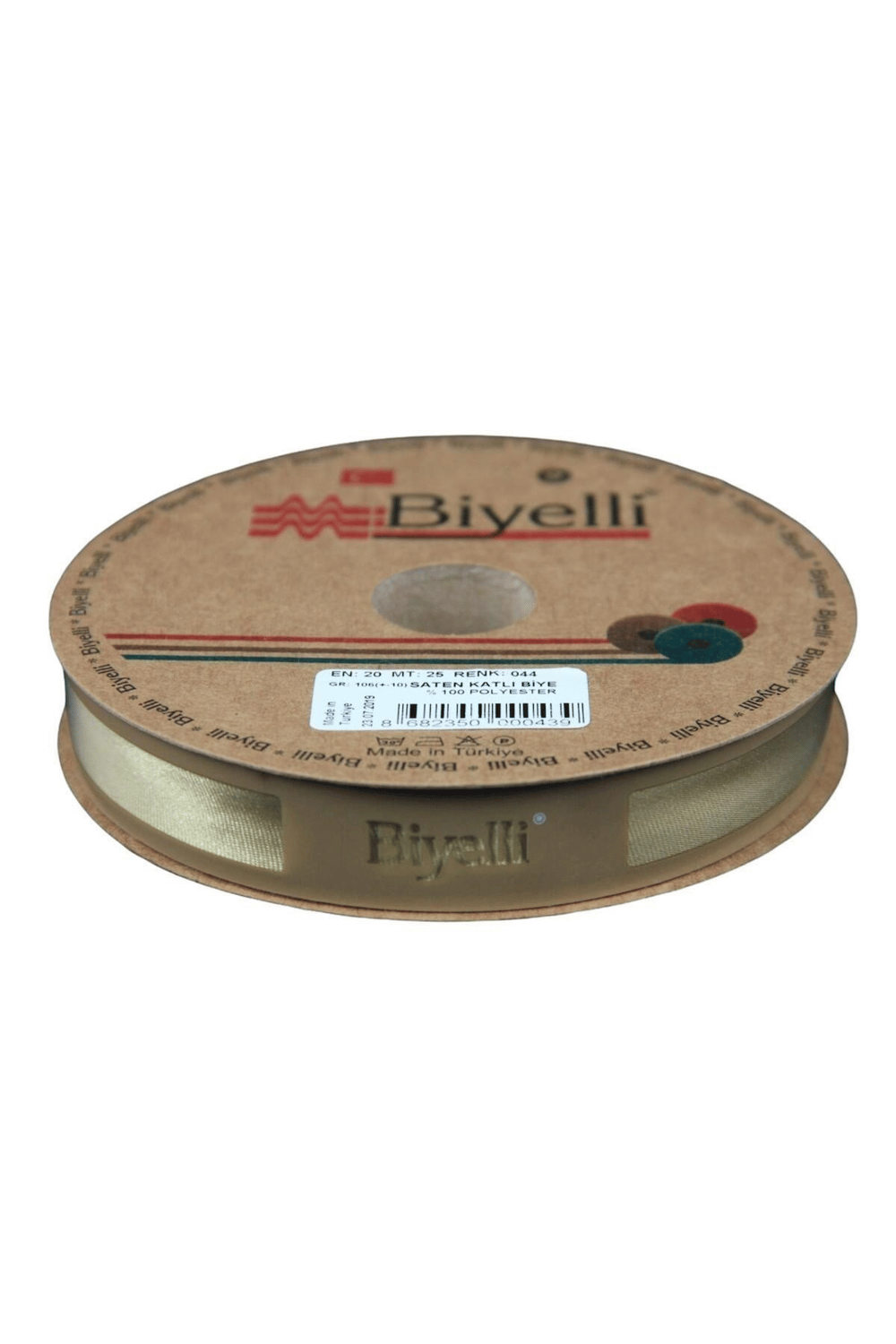 Biye Saten Katlı 044 Yağ Rengi 2 Cm 25 Metre %100 Polyester
