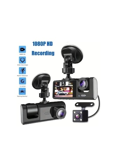 Black Box Traffic Recorder 3 Kameralı Araç Kamerası Geri Görüş Destekli Gece Görüşlü