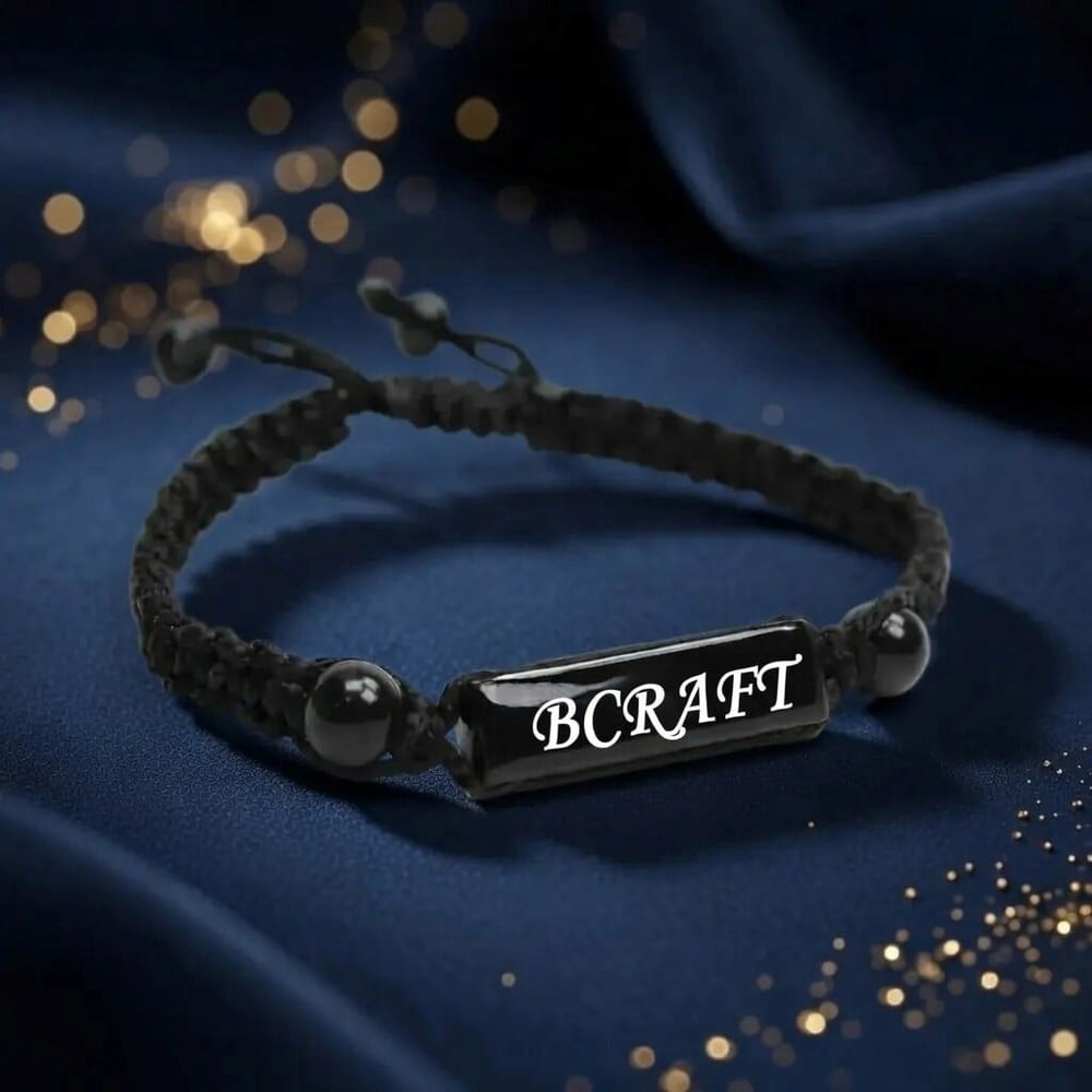 BlackCraft Oltu Taşı Kişiye Özel Örgü Bileklik