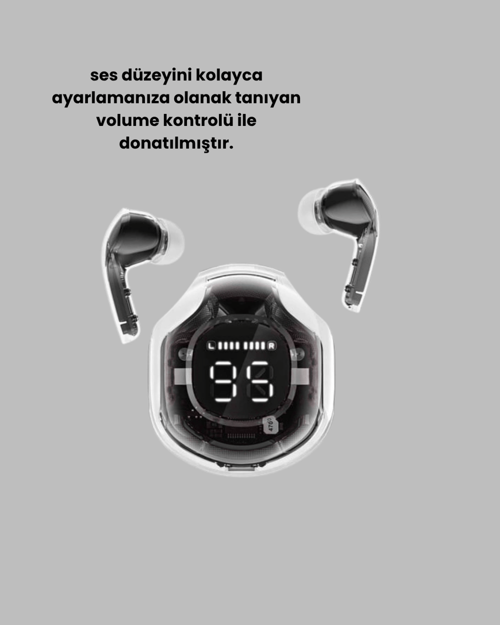 Bluetooth 5.3 Kablosuz Kulaklık 30mm Sürücü LED Ekranlı Mikrofonlu
