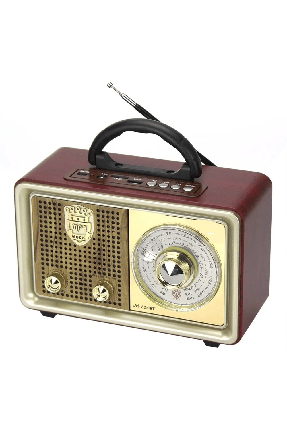 Bluetooth, FM radyo, USB, SD ve MP3 özellikli şarjlı nostaljik radyo kahverengi - Elektronik