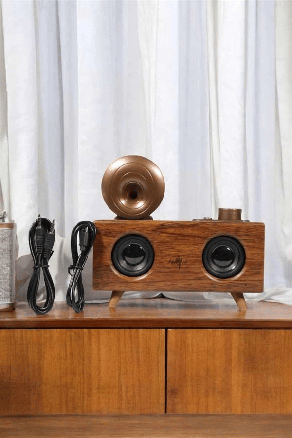 Bluetooth Hoparlör Ahşap Klasik Retro Gramofon Bluetooth Müzik Kutusu