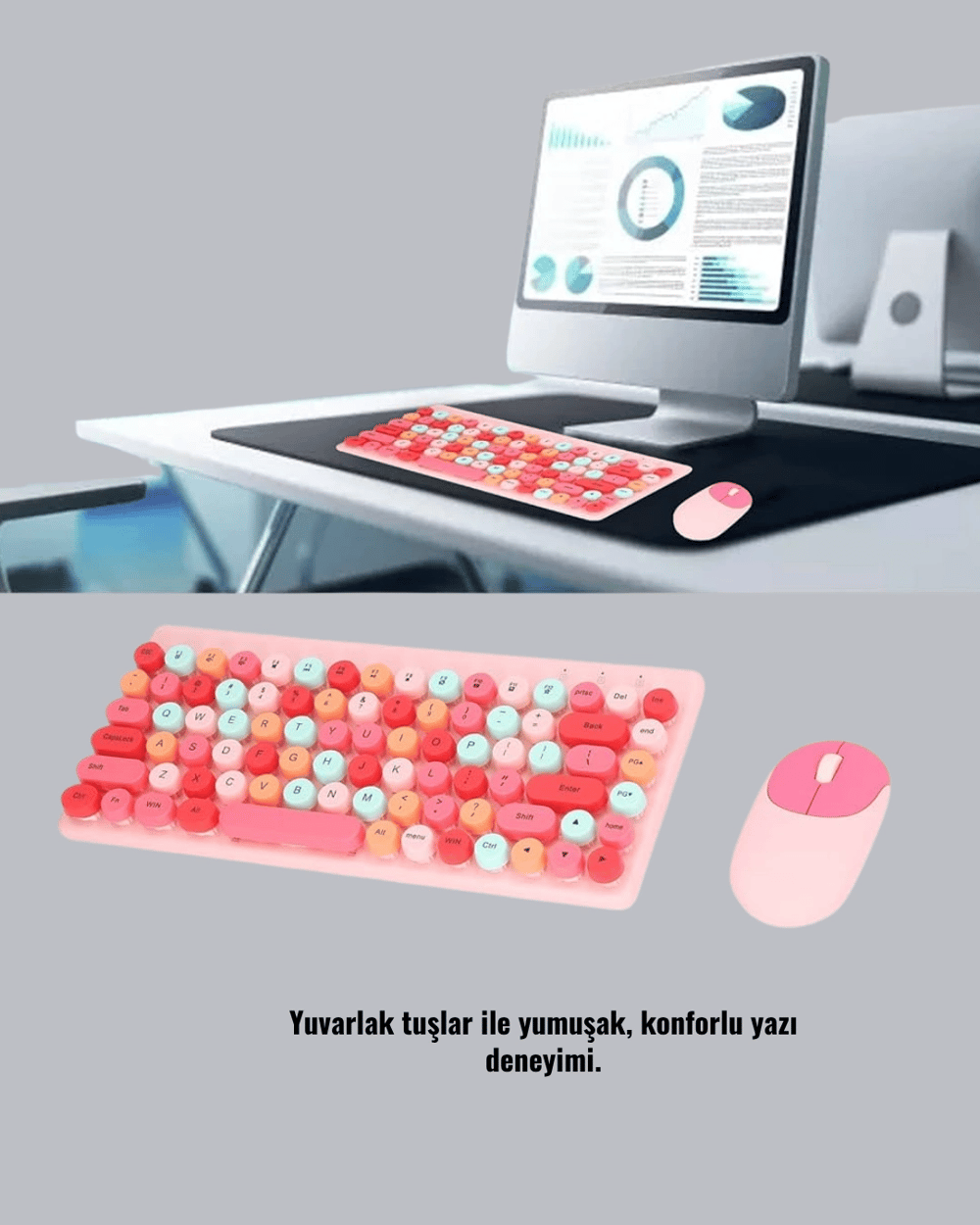 Bluetooth Klavye ve Mouse Kombinasyonu – USB Alıcılı, Kompakt, Uzun Ömürlü Yeni Nesil