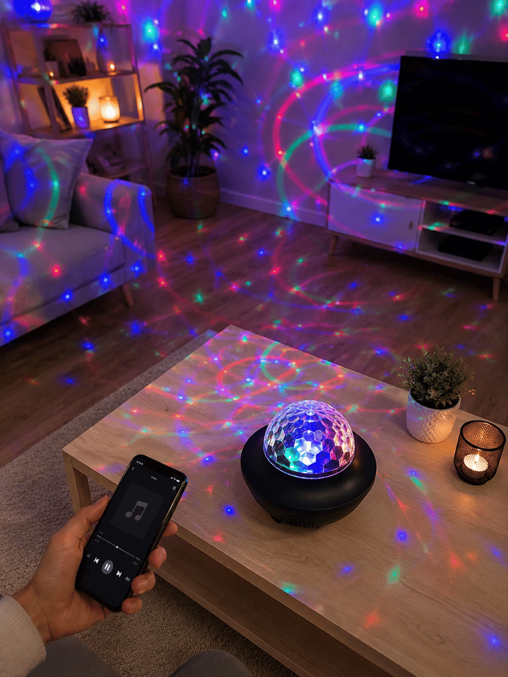 Bluetooth RGB Parti Işığı Hoparlörlü Disko Lambası MP3 USB ve Hafıza Kartı Destekli