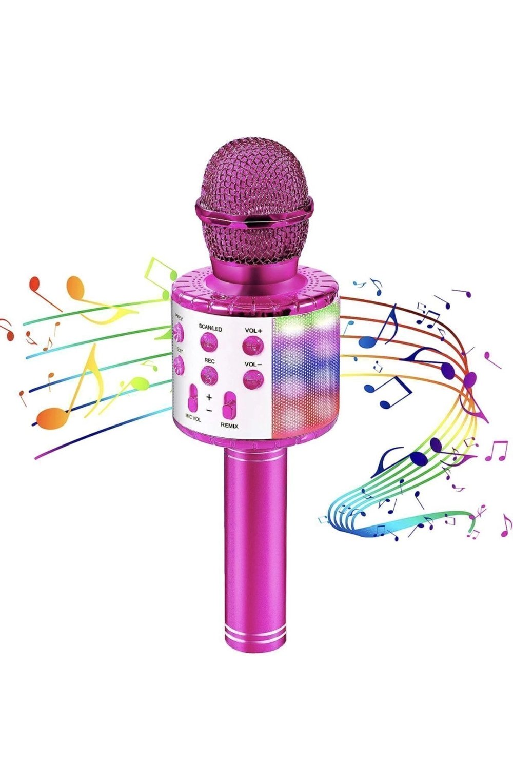 Bluetooth bağlantılı pembe karaoke mikrofonu, hoparlör özellikli, garantisiz - Elektronik