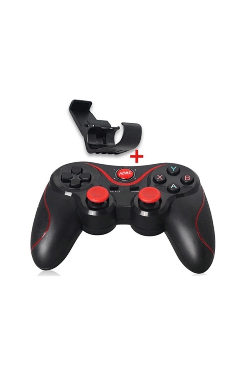 Bluetooth bağlantılı siyah gamepad telefon tutucu standlı PC uyumlu kablosuz oyun kolu