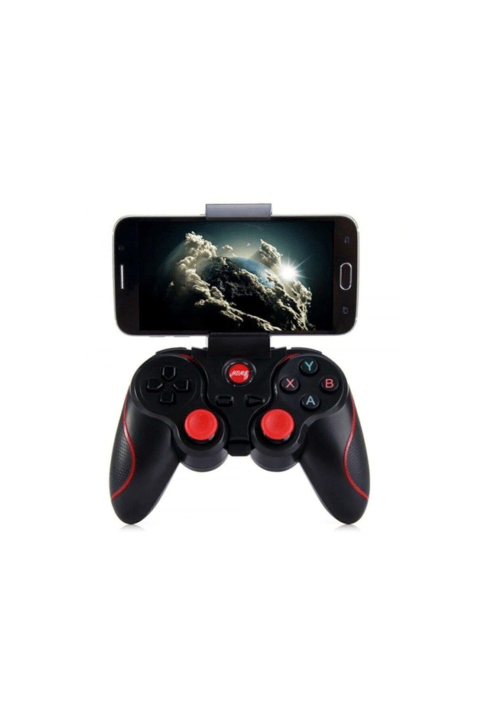 Bluetooth bağlantılı siyah gamepad telefon tutucu standlı PC uyumlu kablosuz oyun kolu