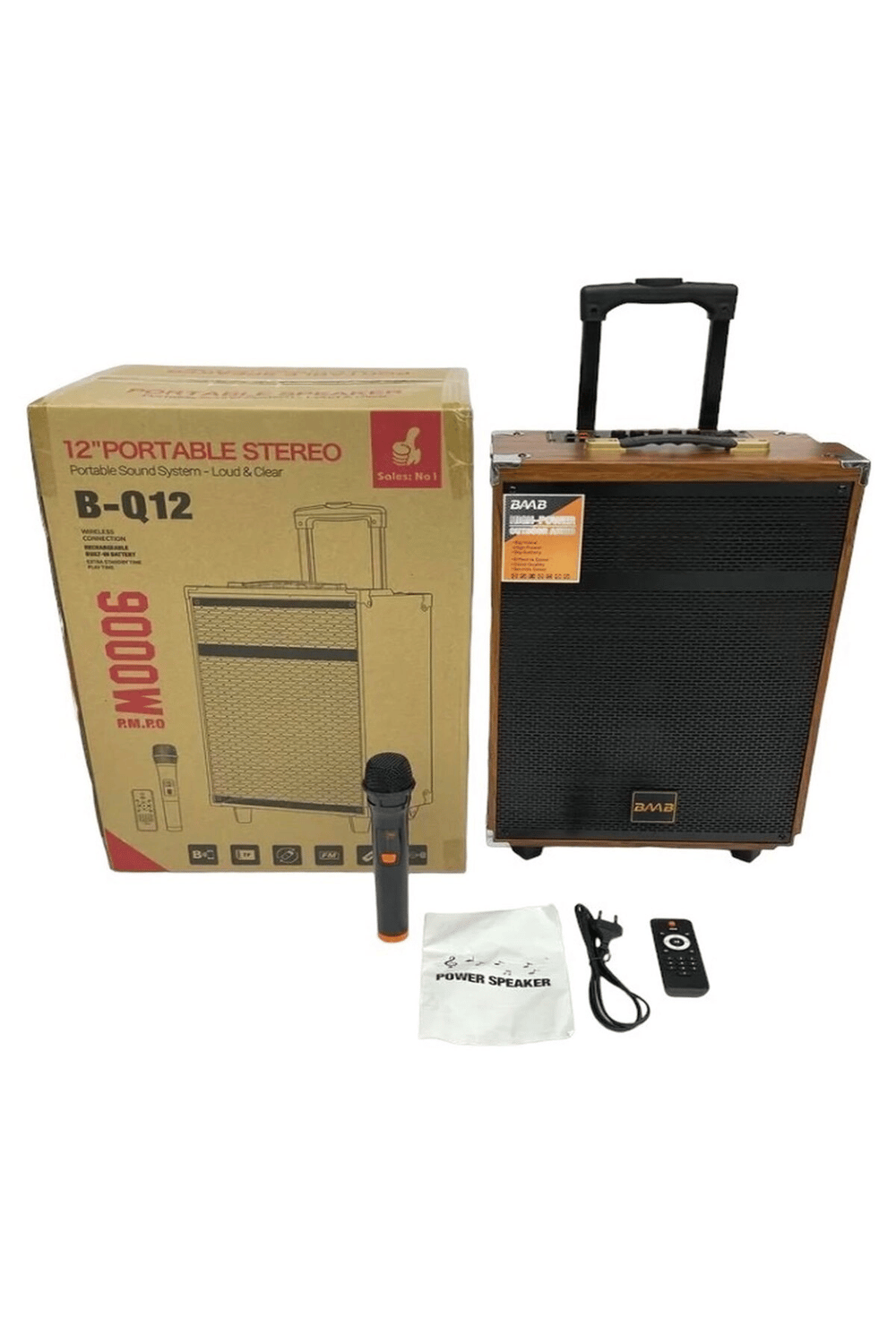 Bluetooth hoparlör kahverengi 50W süper bass kumandalı mikrofonlu karaoke 5-10 saat