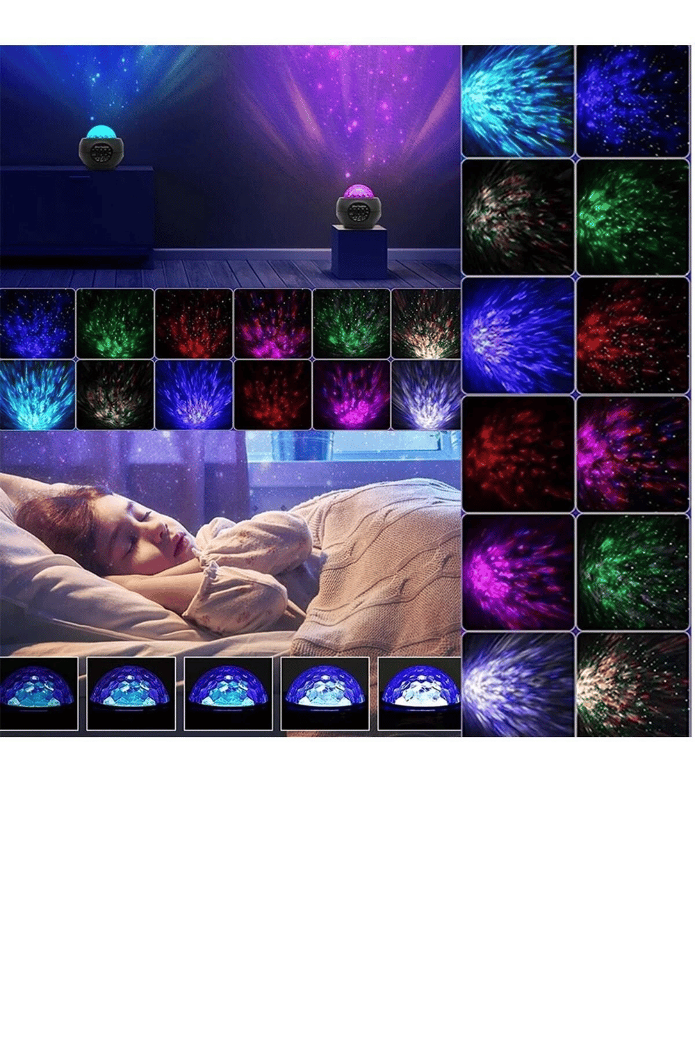 Bluetooth hoparlörlü sese duyarlı projektör gece lambası tavan aydınlatıcı çok renkli