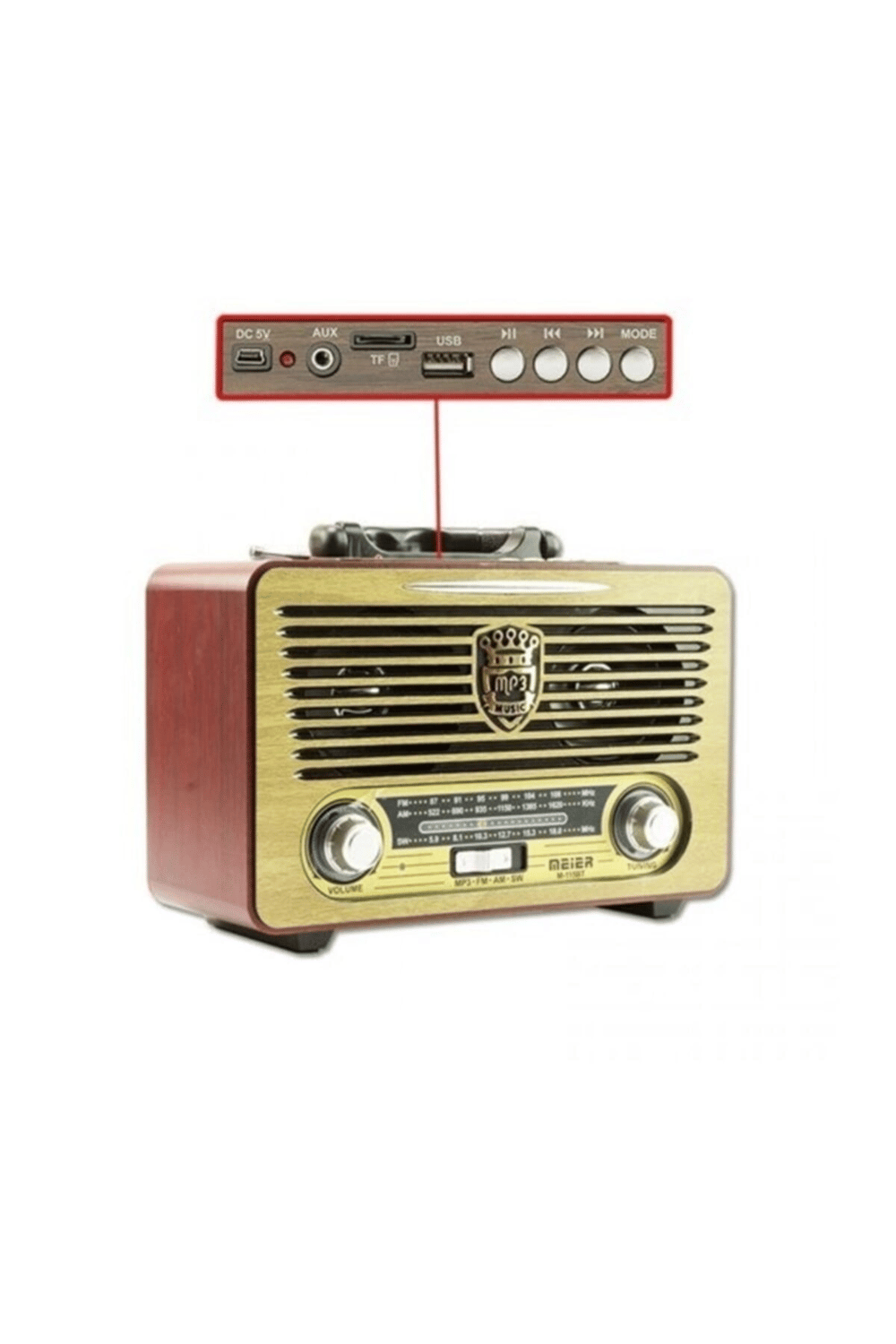 Bluetooth özellikli USB SD girişli nostaljik radyo sarı renk 2 yıl garantili - Elektronik