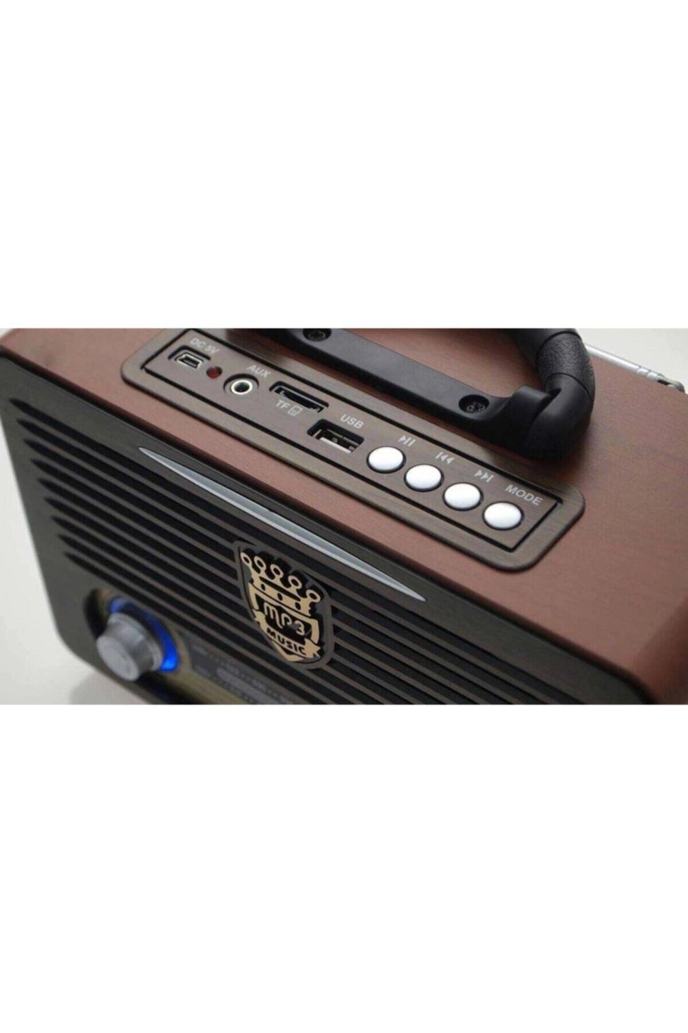 Bluetooth özellikli bej renkli USB ve SD kart destekli şarjlı nostaljik radyo - Elektronik