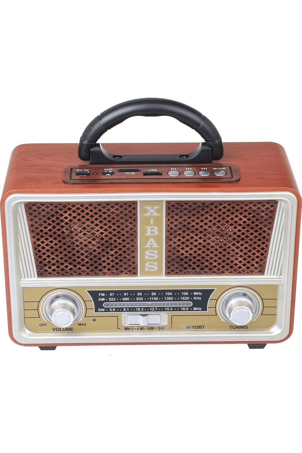 Bluetooth özellikli beyaz nostaljik ahşap radyo FM SD AUX USB girişli 2 yıl garantili