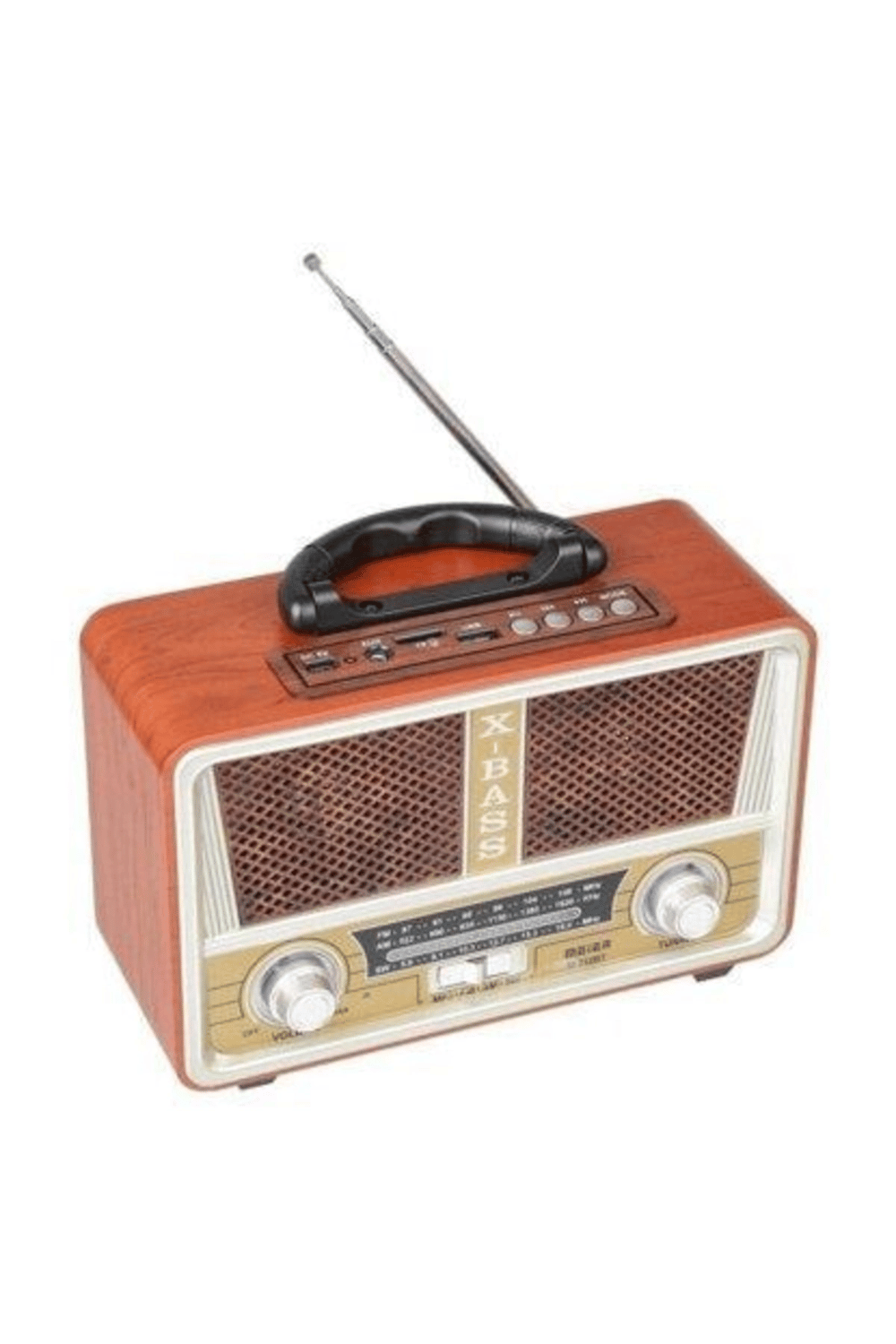 Bluetooth özellikli beyaz nostaljik ahşap radyo FM SD AUX USB girişli 2 yıl garantili