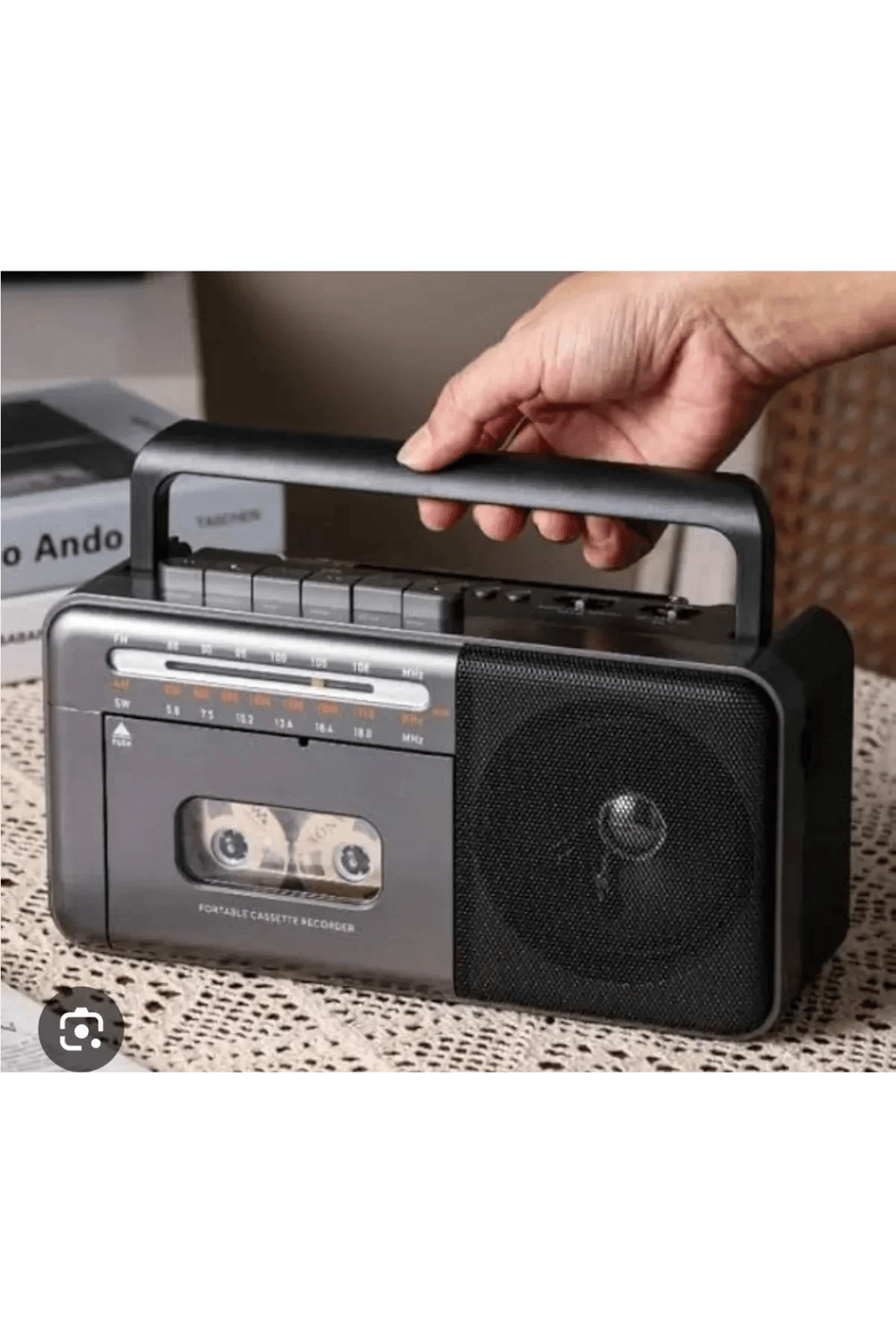 Bluetooth özellikli gri kaset çalar teyp, FM radyo, USB ve MP3 oynatıcı, 2 yıl garantili