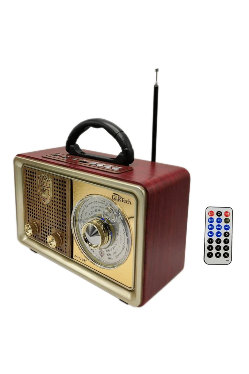Bluetooth özellikli kahverengi nostaljik radyo USB SD kart girişli 2 yıl garantili