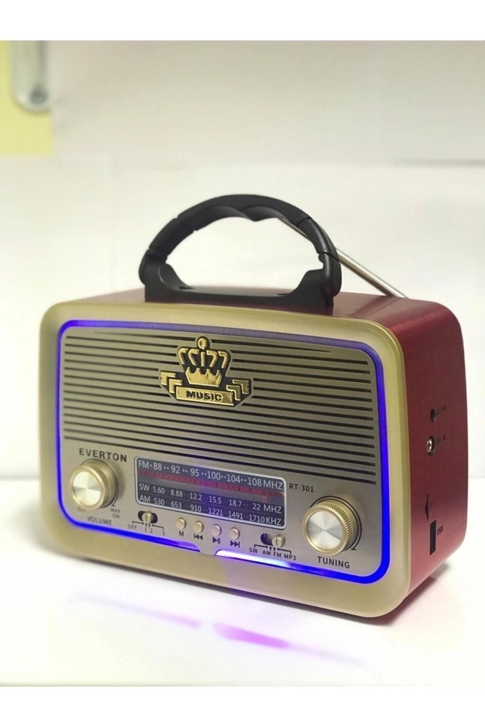 Bluetooth özellikli kırmızı nostaljik radyo mp3 çalar 2 yıl garantili - Elektronik