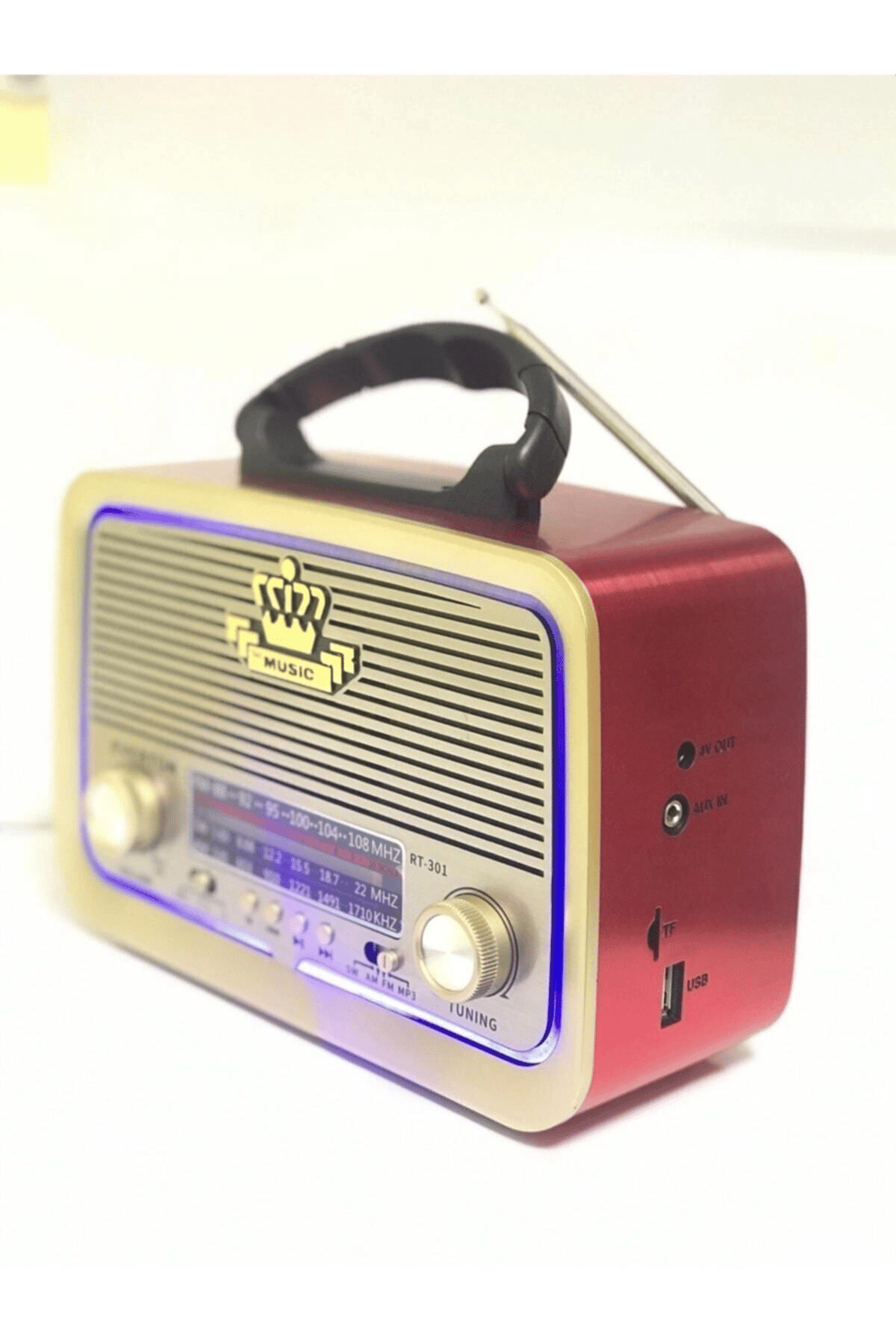 Bluetooth özellikli kırmızı nostaljik radyo mp3 çalar 2 yıl garantili - Elektronik