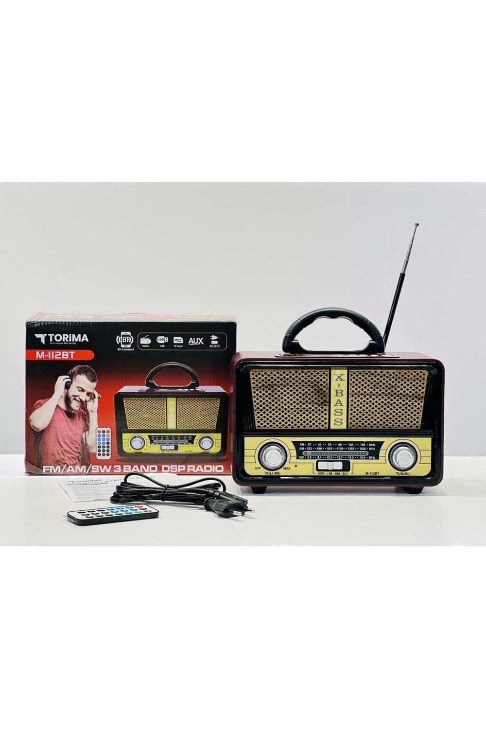 Bluetooth özellikli kumandalı nostaljik radyo siyah 2 yıl garantili - Elektronik