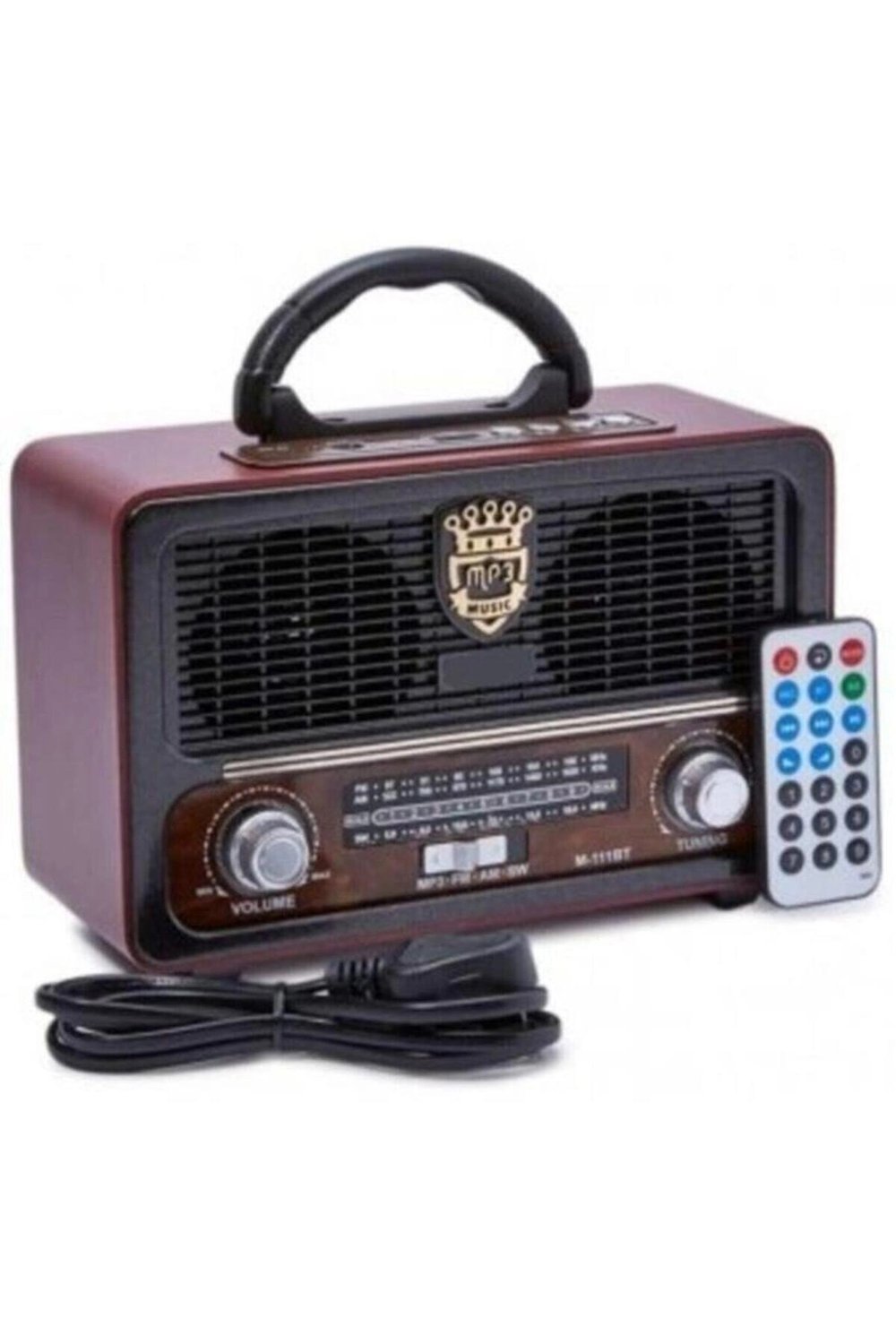 Bluetooth özellikli siyah nostaljik radyo kumandalı ve ışıklı 2 yıl garantili - Elektronik