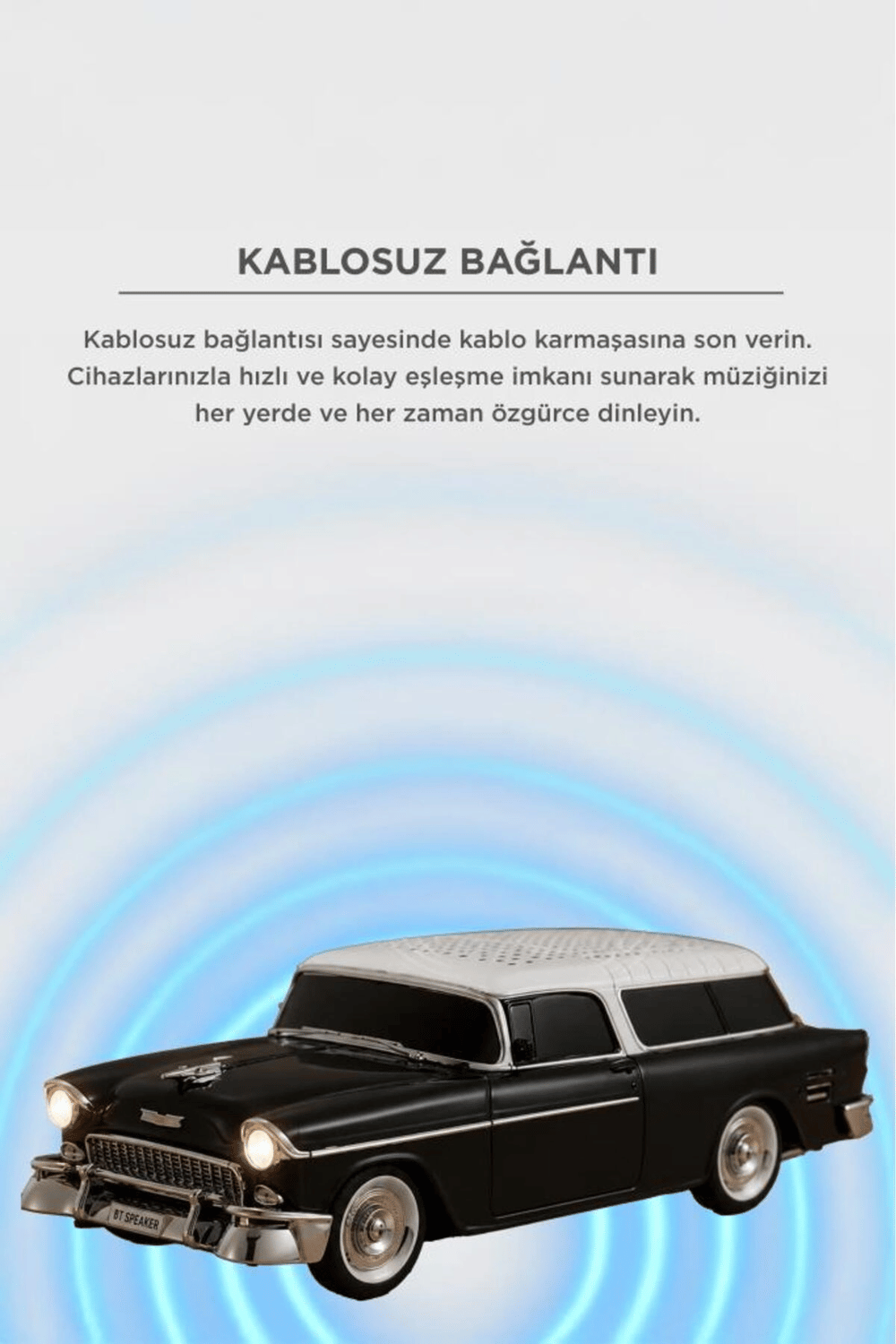 Bluetooth özellikli siyah nostaljik radyo led ışıklı USB TF FM radyo fonksiyonlu