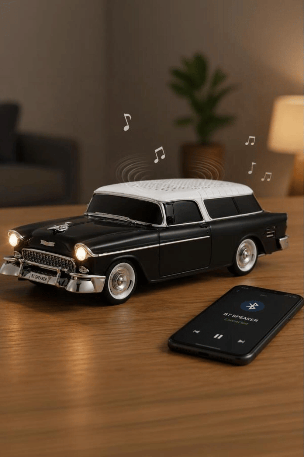 Bluetooth özellikli siyah nostaljik radyo led ışıklı USB TF FM radyo fonksiyonlu