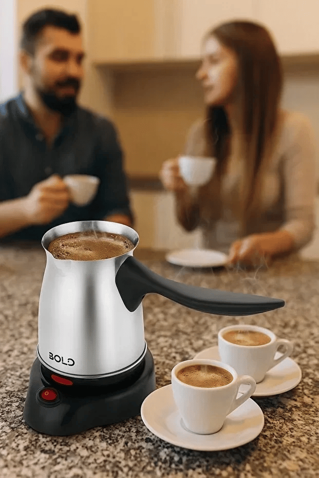 Bold Elektrikli Türk Kahve Pişirme Makinesi Inox Paslanmaz Çelik Cezve Bx40