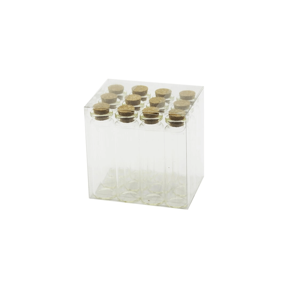 Boş Tüp Cam Şişe - 20 ml - Mantar Kapak